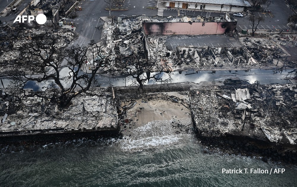 Aerial image shows destroyed homes and buildings by fire